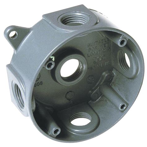 electripak metal 4.25 outlet box with 5 5 holes|BELL Round Weatherproof Box, Five 1/2 or 3/4 in. Threaded .